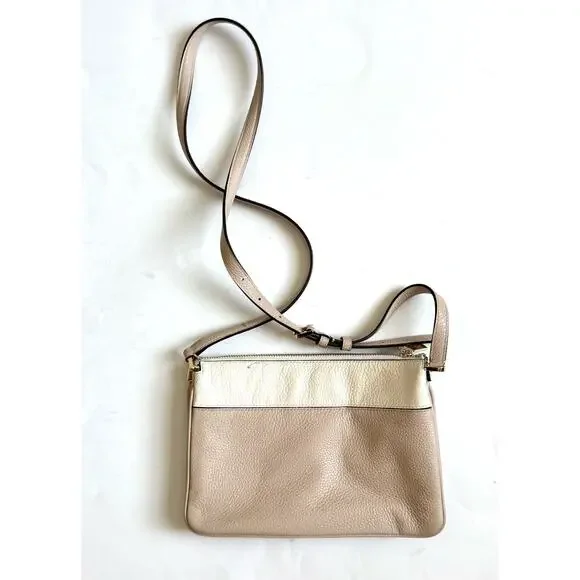 Kate Spade Soft Leather Shoulder Crossbody Purse Handbag Cream Pink 10"x7"x4" - Picture 2 of 9